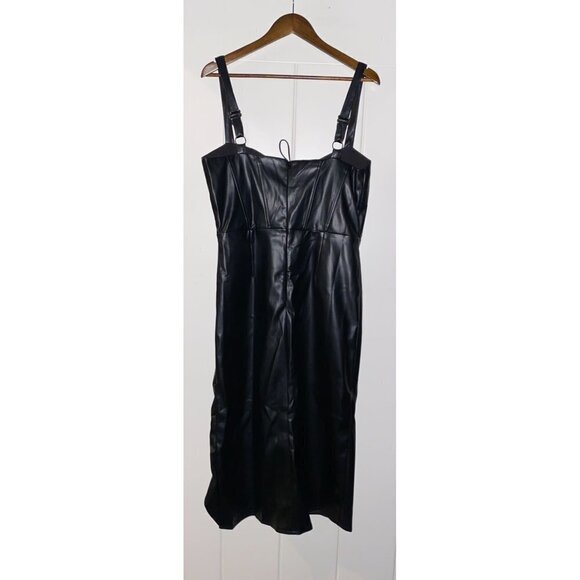 Remi & Revolve Gwen Faux Leather Wrap Style Skirt Tulip Hem Dress - Picture 5 of 16